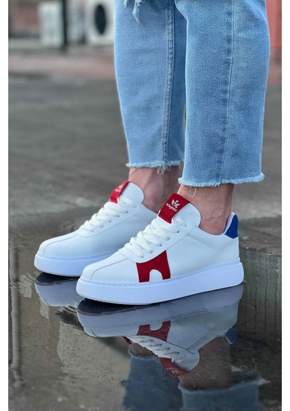 WG040 Beyaz Kırmızı Erkek Casual Ayakkabı