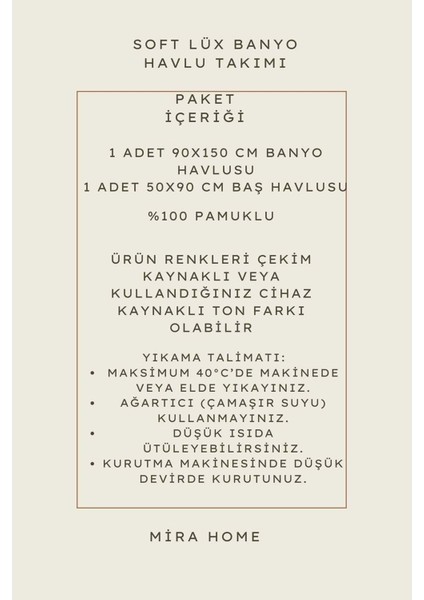 2 Parça Pamuklu Soft Lüx Banyo Havlu Seti - Kahve fiyatları
