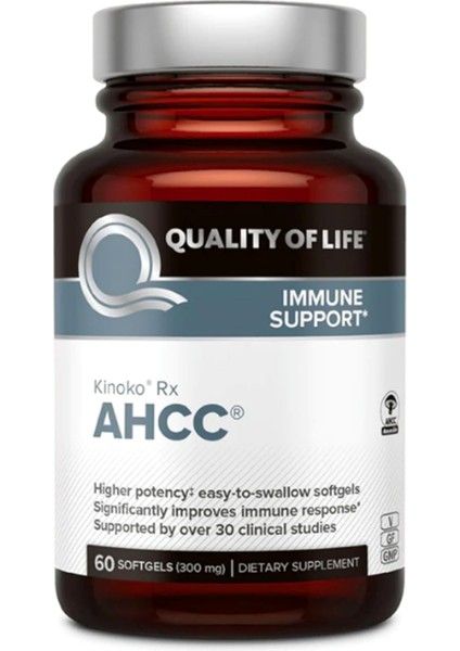 Quality Of Life Ahcc Kinoko Rx Premium Ahcc Immune Support 300MG 60 Softgel.made In Usa