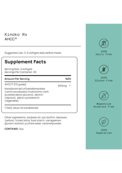 Quality Of Life Ahcc Kinoko Rx Premium Ahcc Immune Support 300MG 60 Softgel.made In Usa fiyatları