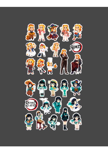 Demon Slayer-Kyōjurō Rengoku-Muichiro Tokito-Parlak Kağıt -2li Sticker Set-Telefon Süsleme indirimleri