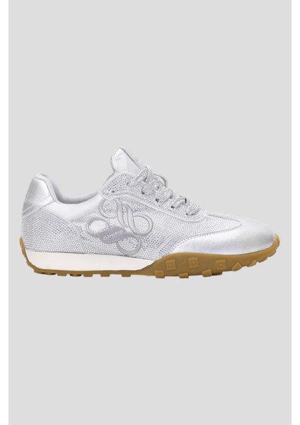 25Y318 Kadın Taşlı Günlük Spor Ayakkabı Gümüş