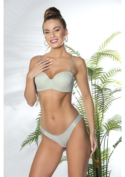 Straplez Lotus Sütyen ve Slip Külot Takım Mint Yeşili (BRF31761)