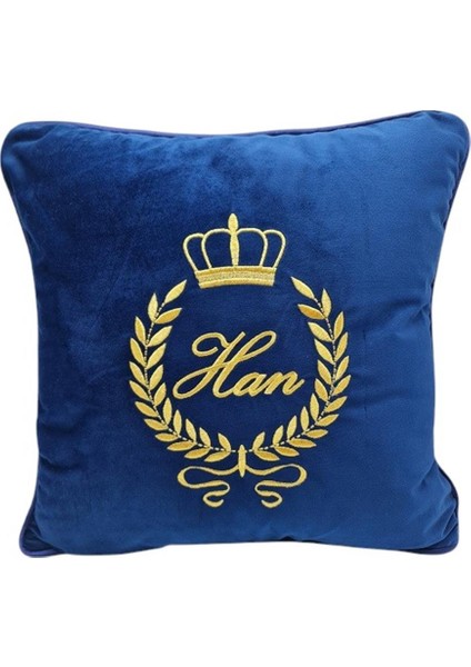 Isimli Kadife Bebek Yastığı Lacivert