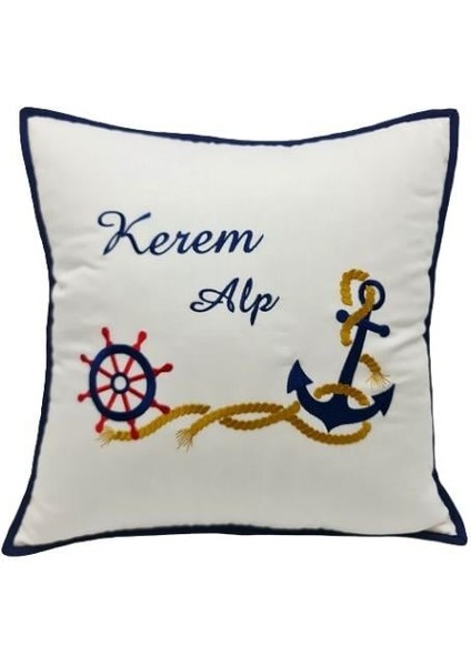 Isimli Deniz Temalı Bebek Yastığı 40X40 cm