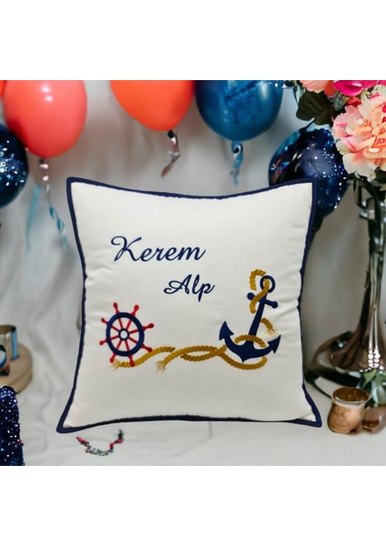 Isimli Deniz Temalı Bebek Yastığı 40X40 cm fiyatları