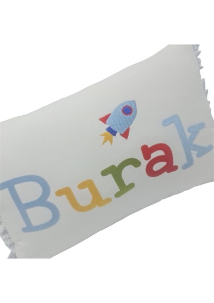 Kişiye Özel Nakışlı Roket Desenli Doğum Yastığı Beyaz 30X45 cm fiyatları
