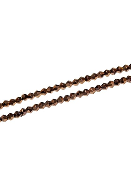 4 mm Koyu Bakır Piramit Kristal Cam Boncuk 1 Dizi - (85 Adet)