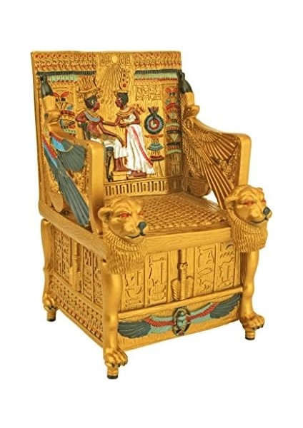 Toscano Mısır Dekorlu Takı Kutusu - King Tut Golden Thron Jewelry Box - Mısır Heykelleri