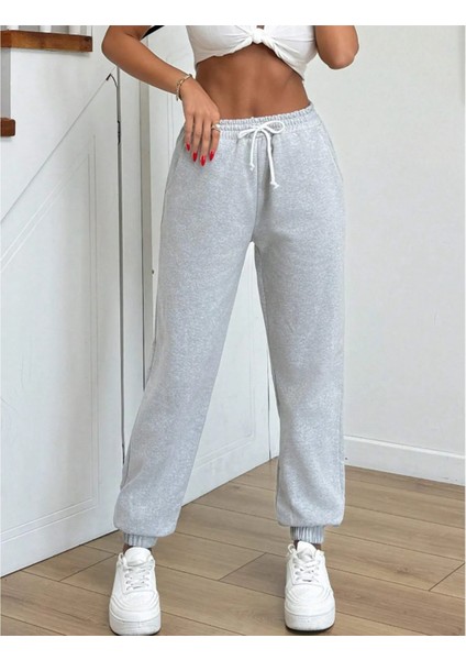 Kadın Gri Lastik Paça Eşofman Altı 2110-05