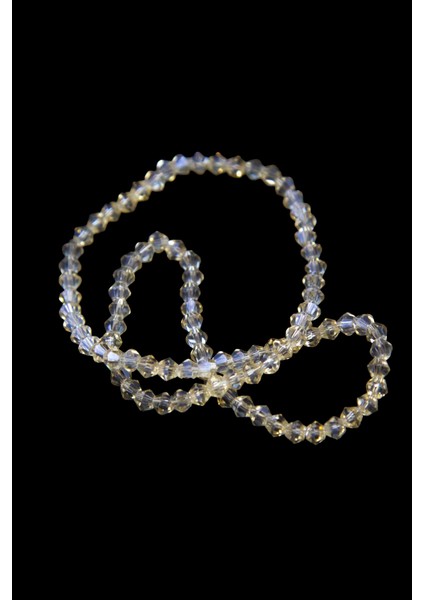 4 mm Açık Bej Piramit Kristal Cam Boncuk 1 Dizi - (85 Adet)
