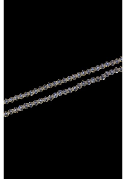 4 mm Açık Bej Piramit Kristal Cam Boncuk 1 Dizi - (85 Adet)