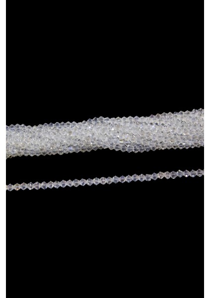 4 mm Şeffaf Az Janjan Piramit Kristal Cam Boncuk 1 Dizi - (85 Adet)