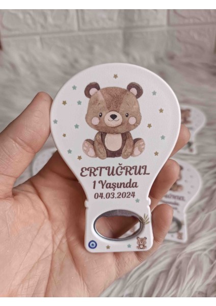 25 Adet Oturan Kahverengi Ayıcıklı Balon Açacak Magnet Yenidoğan Doğum Günü Mevlüt Hediyelikleri