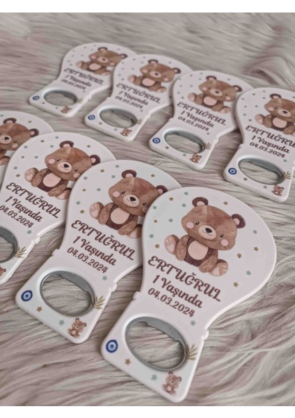 25 Adet Oturan Kahverengi Ayıcıklı Balon Açacak Magnet Yenidoğan Doğum Günü Mevlüt Hediyelikleri