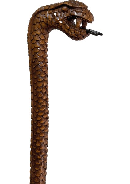Yılan Model Baston Ahşap El Oyması