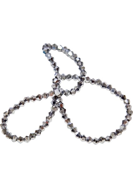 4 mm Gümüş Piramit Kristal Cam Boncuk 1 Dizi - (85 Adet)