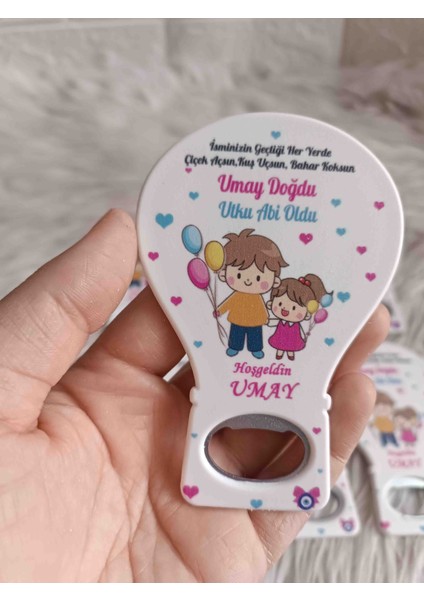 25 Adet Abi Kız Kardeş Balon Açacak Magnet Yenidoğan Doğum Günü Mevlüt Hediyelikleri