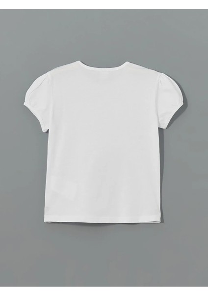 Lcw Kids Beyaz Bisiklet Yaka Çift Yönlü Payetli Kız Çocuk Tişört T T fırsatları