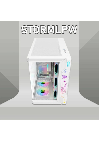 Storm 7 Argb Fanlı Oyuncu Pc Kasası 850W 80 Plus Bronz Power'lı Sıvı Soğutmalı (Beyaz)