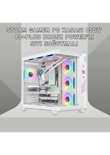 Storm 7 Argb Fanlı Oyuncu Pc Kasası 850W 80 Plus Bronz Power'lı Sıvı Soğutmalı (Beyaz) fiyatları