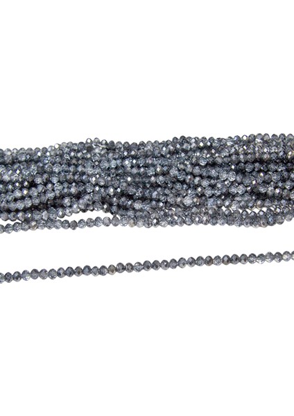 6 mm Çift Duman Kristal Cam Boncuk 1 Dizi - (80-85 Adet)