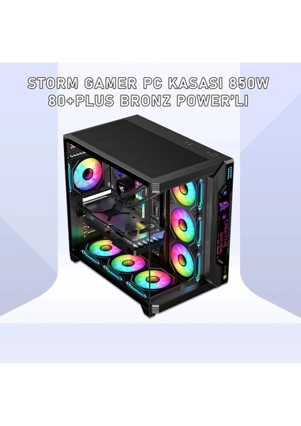 7 Argb Fanlı Oyuncu Bilgisayar Kasası 850W 80 Plus Bronz Power'lı (Siyah)