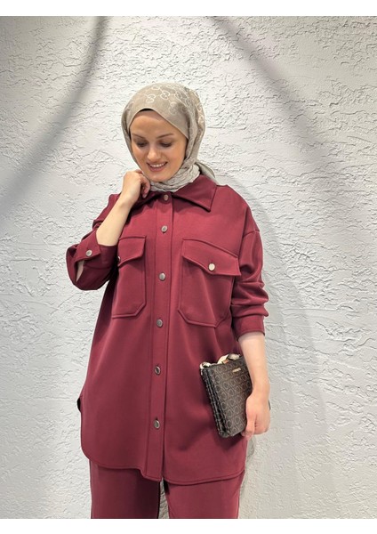 Ikol Düğmeli Ceket Bordo
