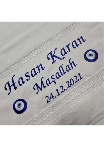 Nazar Boncuklu Maşallah Havlu 50 x 90 Beyaz