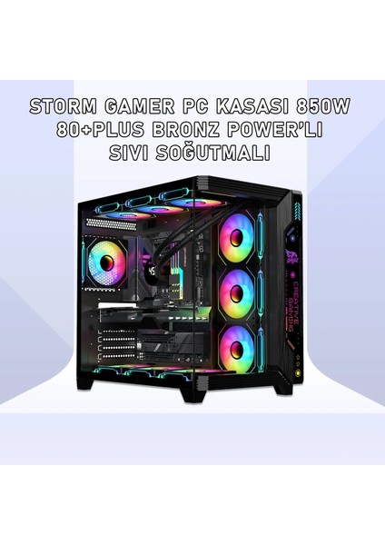 Storm 7 Argb Fanlı Gamer Pc Kasası 850W 80 Plus Bronz Power'lı Sıvı Soğutmalı (Siyah) fırsatları