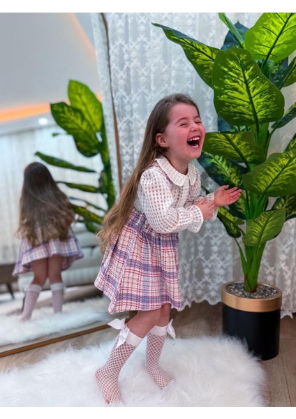 Kız Çocuk 2'li Takım - Ekose Detaylı Slopet Elbise ve Gömlek 3-10 Yaş fiyatları