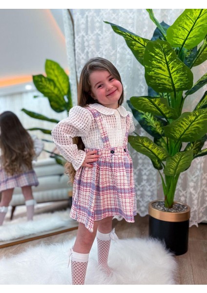 Kız Çocuk 2'li Takım - Ekose Detaylı Slopet Elbise ve Gömlek 3-10 Yaş modelleri