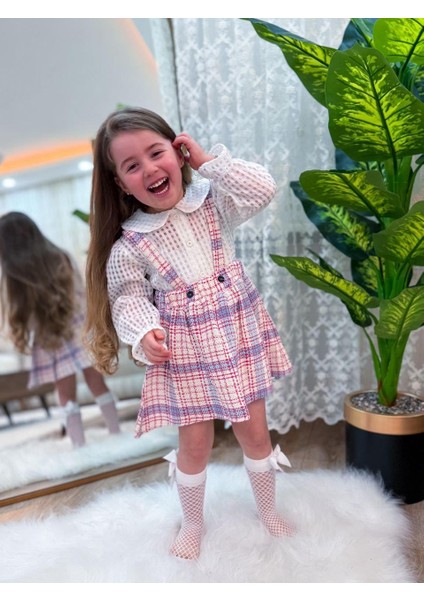 Kız Çocuk 2'li Takım - Ekose Detaylı Slopet Elbise ve Gömlek 3-10 Yaş fırsatları