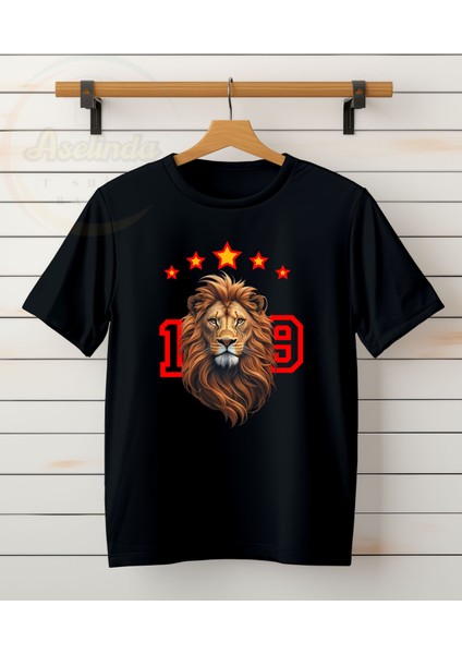 Baba Oğul Kombin 5 Yıldızlı Aslan Baskılı Taraftar Tişört/t-Shirt- (Tek Adet Fiyatıdır)