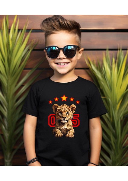 Baba Oğul Kombin 5 Yıldızlı Aslan Baskılı Taraftar Tişört/t-Shirt- (Tek Adet Fiyatıdır)
