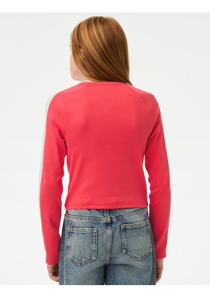 Pamuklu Grafikli Fitilli Sweatshirt (6-16 Yaş)