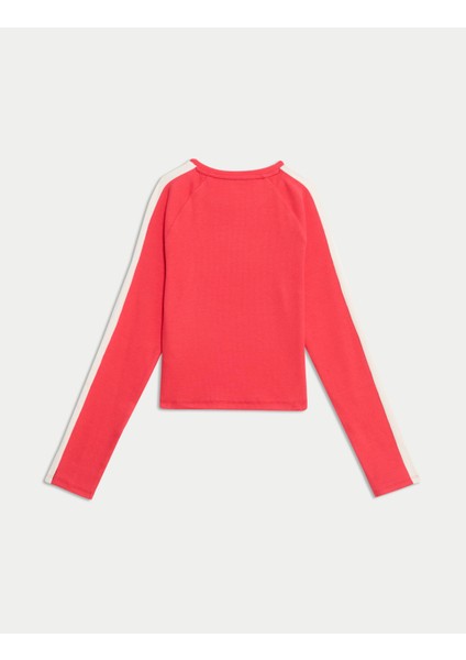 Pamuklu Grafikli Fitilli Sweatshirt (6-16 Yaş)