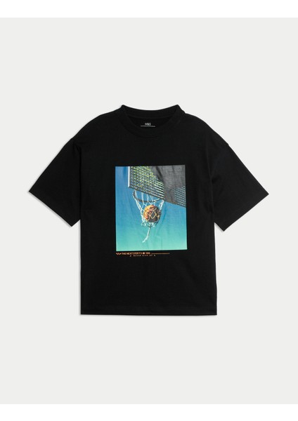 Saf Pamuklu Basketbol T-Shirt (2-16 Yaş)