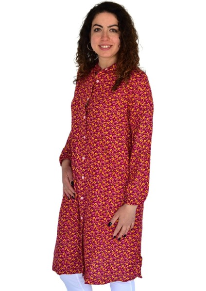 Kadın Uzun Çiçek Baskılı Desen Viscon Bluz BGL-ST04290