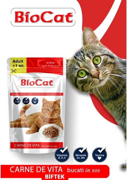 Soslu Kedi Yaş Maması Kedi Pounch 100gr x 5 adet