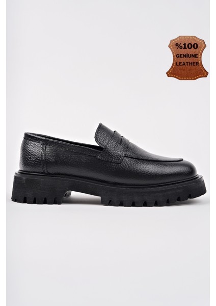 Paradise Hakiki Deri Kalın Taban Günlük Casual Makosen Kadın Loafer Ayakkabı