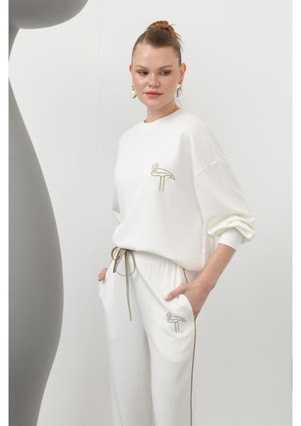 32162 Modal Kumaş Kuş Nakış Detaylı Tesettür Ikili Takım modelleri