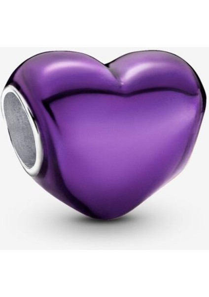 Metalik Mor Kalp Charm