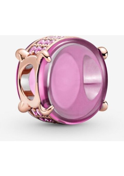 Pembe Oval Kabaşon Charm