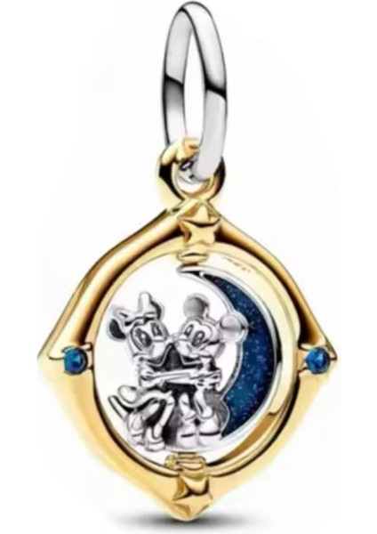 Disney Mickey Mouse ve Minnie Mouse Iki Renkli Dönen Ay Sallantılı Charm fiyatları