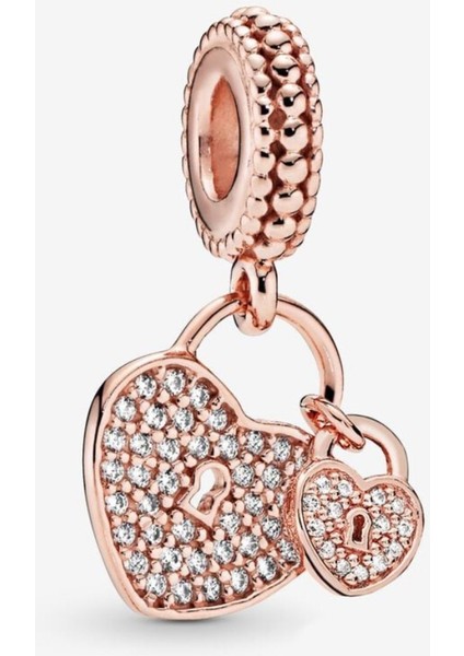 Pavé Dizim Kalpli Asma Kilit Sallantılı Charm