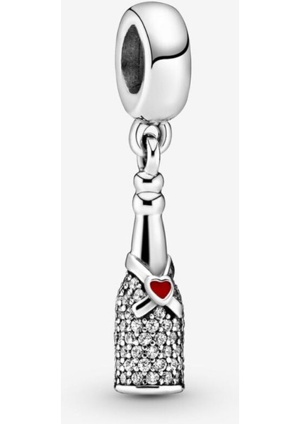 Köpüklü Şarap Şişesi Sallantılı Charm