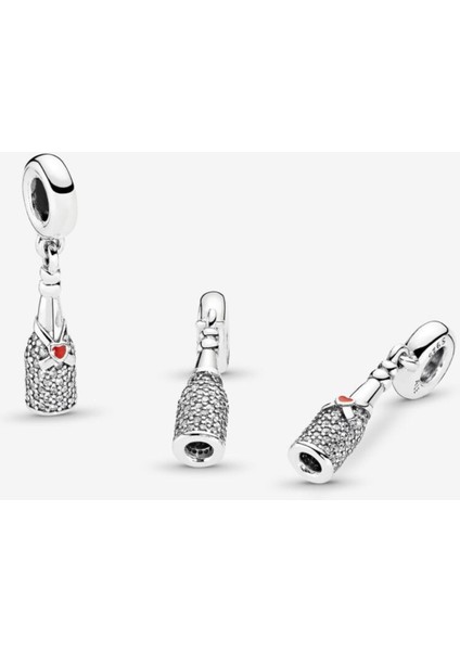 Köpüklü Şarap Şişesi Sallantılı Charm modelleri