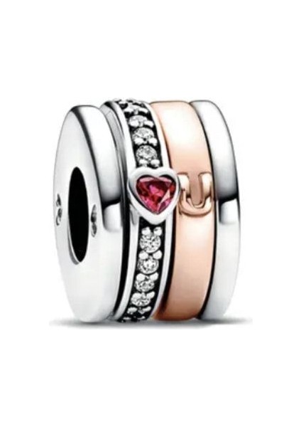 I Love You Temalı Hareketli Kırmızı Kalp Taşlı Charm fiyatları