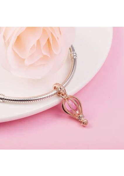 Parıltılı Pembe Sıcak Hava Balonu Sallantılı Charm